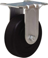 Hamilton - 4" Diam x 1-1/4" Wide x 5" OAH Top Plate Mount Rigid Caster - Hard Rubber, 250 Lb Capacity, Self-Lubricating Bearing, 2-3/4 x 3-3/4" Plate - Eagle Tool & Supply