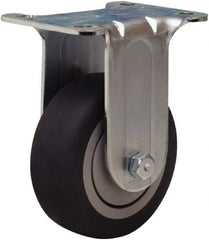 Hamilton - 3-1/2" Diam x 1-3/8" Wide x 4-13/16" OAH Top Plate Mount Rigid Caster - Rubber Mold on Polyolefin, 240 Lb Capacity, Precision Ball Bearing, 2-3/4 x 3-3/4" Plate - Eagle Tool & Supply