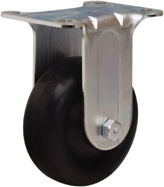 Hamilton - 3-1/2" Diam x 1-1/4" Wide x 4-13/16" OAH Top Plate Mount Rigid Caster - Hard Rubber, 225 Lb Capacity, Self-Lubricating Bearing, 2-3/4 x 3-3/4" Plate - Eagle Tool & Supply