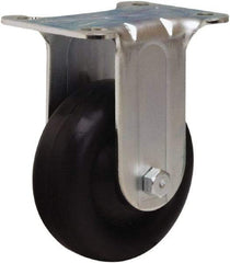 Hamilton - 3-1/2" Diam x 1-1/4" Wide x 4-13/16" OAH Top Plate Mount Rigid Caster - Hard Rubber, 225 Lb Capacity, Self-Lubricating Bearing, 2-3/4 x 3-3/4" Plate - Eagle Tool & Supply