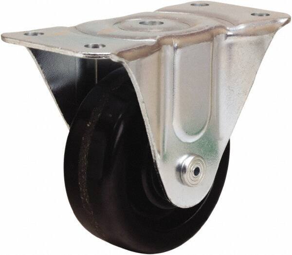 Hamilton - 4" Diam x 1-1/2" Wide x 5" OAH Top Plate Mount Rigid Caster - Phenolic, 375 Lb Capacity, Straight Roller Bearing, 3 x 6-3/16" Plate - Eagle Tool & Supply
