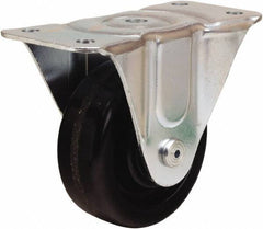 Hamilton - 4" Diam x 1-1/2" Wide x 5" OAH Top Plate Mount Rigid Caster - Phenolic, 375 Lb Capacity, Straight Roller Bearing, 3 x 6-3/16" Plate - Eagle Tool & Supply