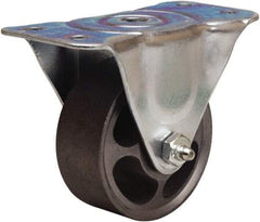 Hamilton - 3" Diam x 1-1/4" Wide x 3-3/4" OAH Top Plate Mount Rigid Caster - Cast Iron, 250 Lb Capacity, Straight Roller Bearing, 2-1/2 x 5" Plate - Eagle Tool & Supply