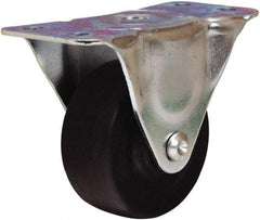 Hamilton - 3" Diam x 1-1/4" Wide x 3-3/4" OAH Top Plate Mount Rigid Caster - Hard Rubber, 210 Lb Capacity, Self-Lubricating Bearing, 2-1/2 x 5" Plate - Eagle Tool & Supply