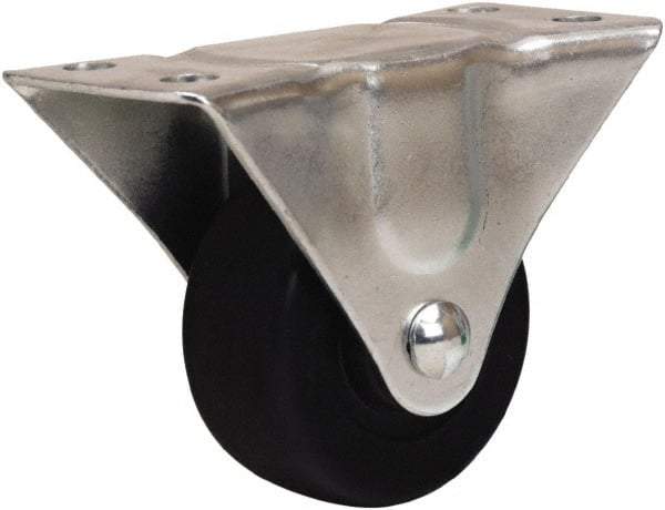 Hamilton - 2-1/2" Diam x 1-1/8" Wide x 3-1/4" OAH Top Plate Mount Rigid Caster - Hard Rubber, 175 Lb Capacity, Self-Lubricating Bearing, 2-1/4 x 4-1/2" Plate - Eagle Tool & Supply