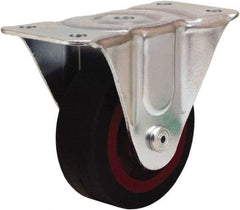Hamilton - 4" Diam x 1-1/2" Wide x 5" OAH Top Plate Mount Rigid Caster - Rubber Mold on Cast Iron, 200 Lb Capacity, Straight Roller Bearing, 3 x 6-3/16" Plate - Eagle Tool & Supply