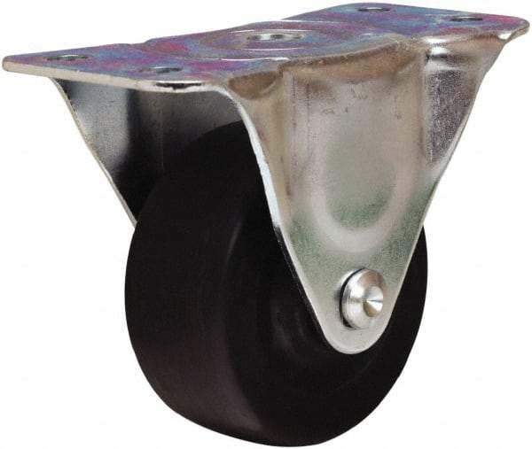 Hamilton - 3" Diam x 1-1/4" Wide x 3-3/4" OAH Top Plate Mount Rigid Caster - Hard Rubber, 125 Lb Capacity, Self-Lubricating Bearing, 2-1/2 x 5" Plate - Eagle Tool & Supply