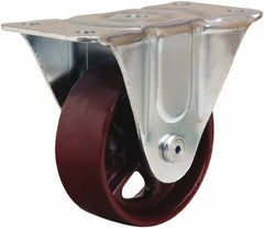 Hamilton - 4" Diam x 1-1/2" Wide x 5" OAH Top Plate Mount Rigid Caster - Cast Iron, 375 Lb Capacity, Plain Bore Bearing, 3 x 6-3/16" Plate - Eagle Tool & Supply