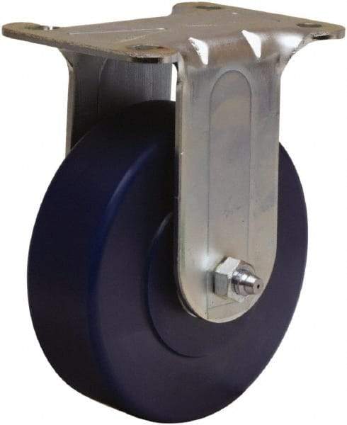 Hamilton - 4" Diam x 1-1/4" Wide x 5" OAH Top Plate Mount Rigid Caster - Polyurethane, 325 Lb Capacity, Straight Roller Bearing, 2-3/4 x 3-3/4" Plate - Eagle Tool & Supply