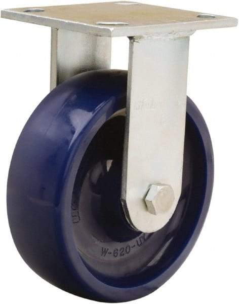 Hamilton - 4" Diam x 2" Wide x 5-5/8" OAH Top Plate Mount Rigid Caster - Polyurethane, Sealed Precision Ball Bearing, 4 x 4-1/2" Plate - Eagle Tool & Supply