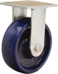 Hamilton - 6" Diam x 2" Wide x 7-1/2" OAH Top Plate Mount Rigid Caster - Polyurethane, Sealed Precision Ball Bearing, 4 x 4-1/2" Plate - Eagle Tool & Supply