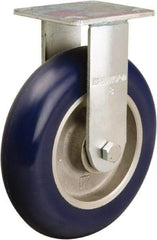 Hamilton - 8" Diam x 2" Wide x 9-1/2" OAH Top Plate Mount Rigid Caster - Polyurethane on Aluminum, 1,000 Lb Capacity, Precision Ball Bearing, 4 x 4-1/2" Plate - Eagle Tool & Supply