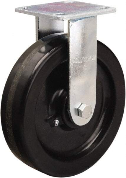 Hamilton - 8" Diam x 2" Wide x 9-1/2" OAH Top Plate Mount Rigid Caster - Phenolic, 1,200 Lb Capacity, Straight Roller Bearing, 4 x 4-1/2" Plate - Eagle Tool & Supply