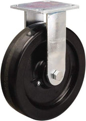 Hamilton - 8" Diam x 2" Wide x 9-1/2" OAH Top Plate Mount Rigid Caster - Phenolic, 1,200 Lb Capacity, Straight Roller Bearing, 4 x 4-1/2" Plate - Eagle Tool & Supply
