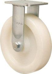 Hamilton - 8" Diam x 2" Wide x 9-1/2" OAH Top Plate Mount Rigid Caster - Nylon, 1,100 Lb Capacity, Sealed Precision Ball Bearing, 4 x 4-1/2" Plate - Eagle Tool & Supply