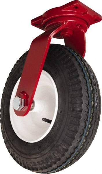 Hamilton - 18" Diam, Rubber Swivel Caster - 1,655 Lb Capacity, Top Plate Mount, 6-1/8" x 7-1/2" Plate, Tapered Roller Bearing - Eagle Tool & Supply