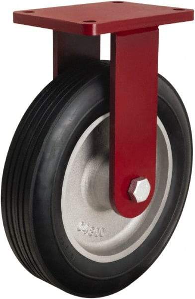 Hamilton - 12" Diam x 2-3/4" Wide, Rubber Rigid Caster - 800 Lb Capacity, Top Plate Mount, 6-1/8" x 7-1/2" Plate, Straight Roller Bearing - Eagle Tool & Supply