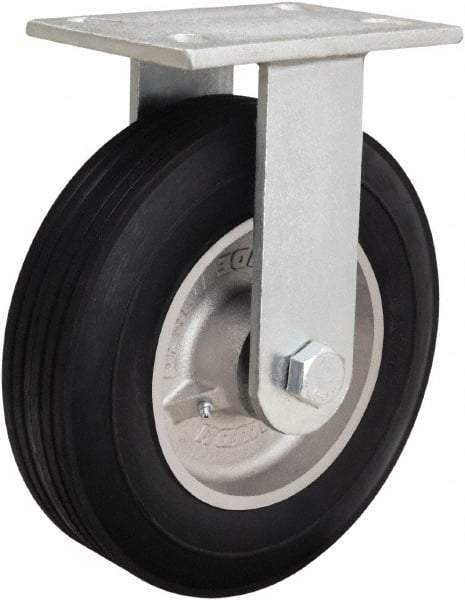 Hamilton - 10" Diam x 2-3/4" Wide, Rubber Rigid Caster - 700 Lb Capacity, Top Plate Mount, 4-1/2" x 6-1/4" Plate, Straight Roller Bearing - Eagle Tool & Supply