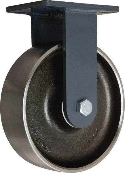 Hamilton - 10" Diam x 3" Wide x 12-1/2" OAH Top Plate Mount Rigid Caster - Forged Steel, 4,000 Lb Capacity, Tapered Roller Bearing, 5-1/4 x 7-1/4" Plate - Eagle Tool & Supply