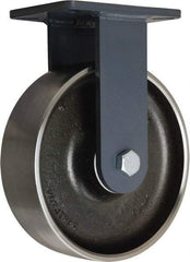 Hamilton - 10" Diam x 3" Wide x 12-1/2" OAH Top Plate Mount Rigid Caster - Forged Steel, 4,000 Lb Capacity, Tapered Roller Bearing, 5-1/4 x 7-1/4" Plate - Eagle Tool & Supply