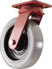 Hamilton - 8" Diam x 2" Wide x 9-1/2" OAH Top Plate Mount Swivel Caster - Polyurethane, 2,000 Lb Capacity, Sealed Precision Ball Bearing, 4 x 5" Plate - Eagle Tool & Supply