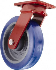 Hamilton - 8" Diam x 2" Wide x 9-1/2" OAH Top Plate Mount Swivel Caster - Polyurethane, 1,650 Lb Capacity, Sealed Precision Ball Bearing, 4 x 5" Plate - Eagle Tool & Supply