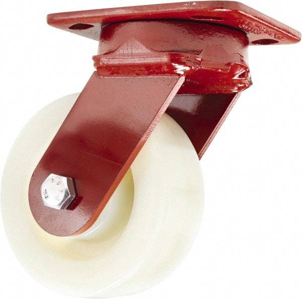 Hamilton - 5" Diam x 2" Wide x 6-1/2" OAH Top Plate Mount Swivel Caster - Nylon, 900 Lb Capacity, Sealed Precision Ball Bearing, 4 x 5" Plate - Eagle Tool & Supply