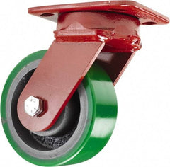 Hamilton - 5" Diam x 2" Wide x 6-1/2" OAH Top Plate Mount Swivel Caster - Polyurethane, 1,050 Lb Capacity, Sealed Precision Ball Bearing, 4 x 5" Plate - Eagle Tool & Supply