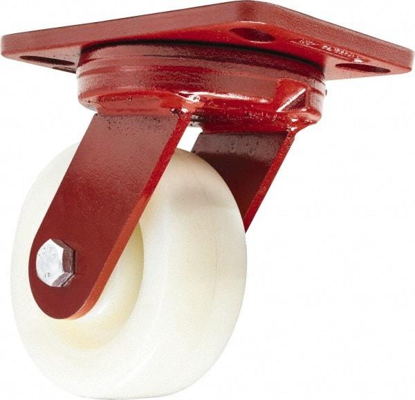 Hamilton - 5" Diam x 2" Wide x 6-3/4" OAH Top Plate Mount Swivel Caster - Nylon, 900 Lb Capacity, Sealed Precision Ball Bearing, 4-1/2 x 6-1/2" Plate - Eagle Tool & Supply