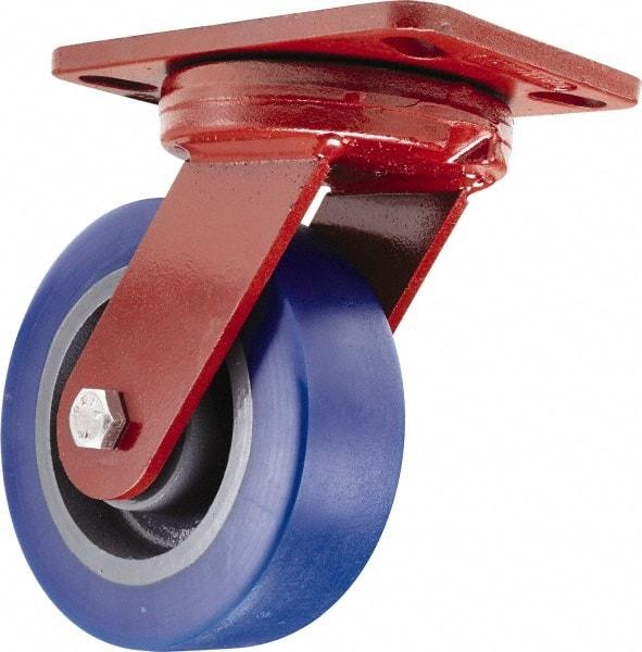 Hamilton - 6" Diam x 2" Wide x 7-3/4" OAH Top Plate Mount Swivel Caster - Polyurethane, 1,300 Lb Capacity, Sealed Precision Ball Bearing, 4-1/2 x 6-1/2" Plate - Eagle Tool & Supply