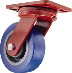 Hamilton - 6" Diam x 2" Wide x 7-3/4" OAH Top Plate Mount Swivel Caster - Polyurethane, 1,300 Lb Capacity, Sealed Precision Ball Bearing, 4-1/2 x 6-1/2" Plate - Eagle Tool & Supply