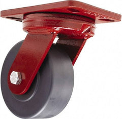 Hamilton - 5" Diam x 2" Wide x 6-3/4" OAH Top Plate Mount Swivel Caster - Nylon, 2,000 Lb Capacity, Sealed Precision Ball Bearing, 4-1/2 x 6-1/2" Plate - Eagle Tool & Supply