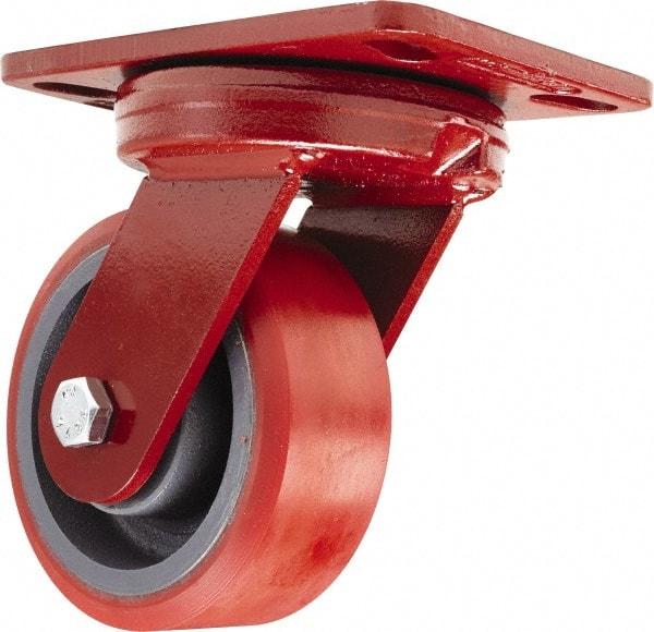 Hamilton - 5" Diam x 2" Wide x 6-3/4" OAH Top Plate Mount Swivel Caster - Polyurethane, 1,250 Lb Capacity, Sealed Precision Ball Bearing, 4-1/2 x 6-1/2" Plate - Eagle Tool & Supply
