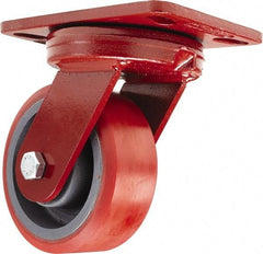 Hamilton - 5" Diam x 2" Wide x 6-3/4" OAH Top Plate Mount Swivel Caster - Polyurethane, 1,250 Lb Capacity, Sealed Precision Ball Bearing, 4-1/2 x 6-1/2" Plate - Eagle Tool & Supply