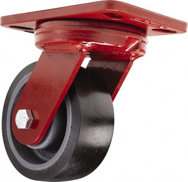 Hamilton - 5" Diam x 2" Wide x 6-3/4" OAH Top Plate Mount Swivel Caster - Polyurethane, 1,360 Lb Capacity, Sealed Precision Ball Bearing, 4-1/2 x 6-1/2" Plate - Eagle Tool & Supply