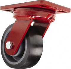 Hamilton - 5" Diam x 2" Wide x 6-3/4" OAH Top Plate Mount Swivel Caster - Polyurethane, 1,360 Lb Capacity, Sealed Precision Ball Bearing, 4-1/2 x 6-1/2" Plate - Eagle Tool & Supply