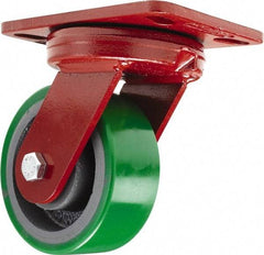 Hamilton - 5" Diam x 2" Wide x 6-3/4" OAH Top Plate Mount Swivel Caster - Polyurethane, 1,050 Lb Capacity, Sealed Precision Ball Bearing, 4-1/2 x 6-1/2" Plate - Eagle Tool & Supply