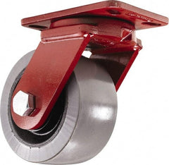 Hamilton - 6" Diam x 3" Wide x 7-1/2" OAH Top Plate Mount Swivel Caster - Polyurethane, 3,000 Lb Capacity, Sealed Precision Ball Bearing, 4-1/2 x 6-1/2" Plate - Eagle Tool & Supply