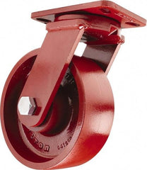 Hamilton - 10" Diam x 3" Wide x 11-1/2" OAH Top Plate Mount Swivel Caster - Cast Iron, 2,600 Lb Capacity, Sealed Precision Ball Bearing, 4-1/2 x 6-1/2" Plate - Eagle Tool & Supply