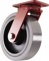 Hamilton - 10" Diam x 3" Wide x 11-1/2" OAH Top Plate Mount Swivel Caster - Polyurethane, 3,200 Lb Capacity, Sealed Precision Ball Bearing, 4-1/2 x 6-1/2" Plate - Eagle Tool & Supply