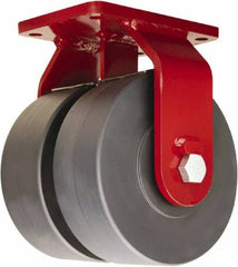 Hamilton - 6" Diam x 3" Wide x 8-1/2" OAH Top Plate Mount Dual Rigid Caster - Nylon, 7,000 Lb Capacity, Sealed Precision Ball Bearing, 5-1/2 x 7-1/2" Plate - Eagle Tool & Supply