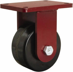 Hamilton - 6" Diam x 3" Wide x 8-1/2" OAH Top Plate Mount Rigid Caster - Phenolic, 2,000 Lb Capacity, Tapered Roller Bearing, 5-1/2 x 7-1/2" Plate - Eagle Tool & Supply