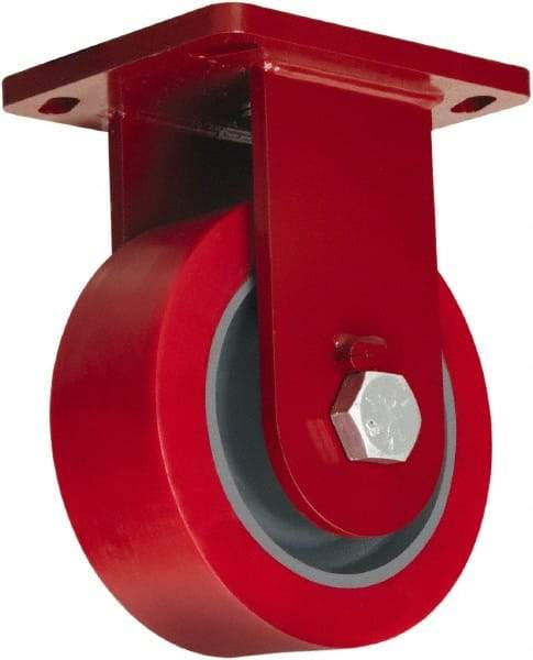 Hamilton - 10" Diam x 4" Wide x 12-1/2" OAH Top Plate Mount Swivel Caster - Polyurethane, 6,000 Lb Capacity, Tapered Roller Bearing, 6-1/2 x 7-1/2" Plate - Eagle Tool & Supply