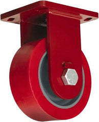 Hamilton - 10" Diam x 4" Wide x 12-1/2" OAH Top Plate Mount Swivel Caster - Polyurethane, 6,000 Lb Capacity, Tapered Roller Bearing, 6-1/2 x 7-1/2" Plate - Eagle Tool & Supply