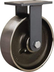 Hamilton - 10" Diam x 3" Wide x 12-1/16" OAH Top Plate Mount Rigid Caster - Forged Steel, 2,400 Lb Capacity, Sealed Precision Ball Bearing, 5 x 7" Plate - Eagle Tool & Supply