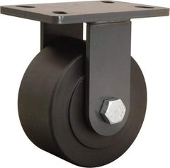 Hamilton - 6" Diam x 3" Wide x 7-3/4" OAH Top Plate Mount Rigid Caster - Nylon, 2,400 Lb Capacity, Sealed Precision Ball Bearing, 5 x 7" Plate - Eagle Tool & Supply