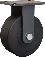 Hamilton - 8" Diam x 3" Wide x 10-1/4" OAH Top Plate Mount Rigid Caster - Nylon, 2,400 Lb Capacity, Sealed Precision Ball Bearing, 5 x 7" Plate - Eagle Tool & Supply