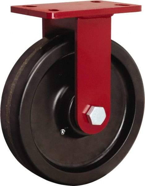 Hamilton - 10" Diam x 2-1/2" Wide x 11-1/2" OAH Top Plate Mount Rigid Caster - Phenolic, 2,200 Lb Capacity, Straight Roller Bearing, 5 x 7" Plate - Eagle Tool & Supply