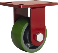 Hamilton - 5" Diam x 2-1/2" Wide x 7" OAH Top Plate Mount Rigid Caster - Polyurethane Mold onto Cast Iron Center, 1,300 Lb Capacity, Straight Roller Bearing, 5 x 7" Plate - Eagle Tool & Supply