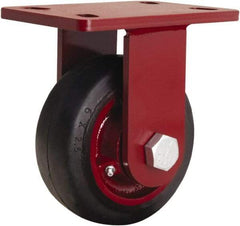 Hamilton - 6" Diam x 2-1/2" Wide x 7-1/2" OAH Top Plate Mount Rigid Caster - Rubber Mold on Cast Iron, 540 Lb Capacity, Straight Roller Bearing, 5 x 7" Plate - Eagle Tool & Supply
